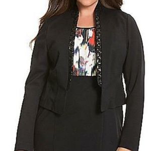 NE BRYANT Sequined Collar Ponte Blazer Open
